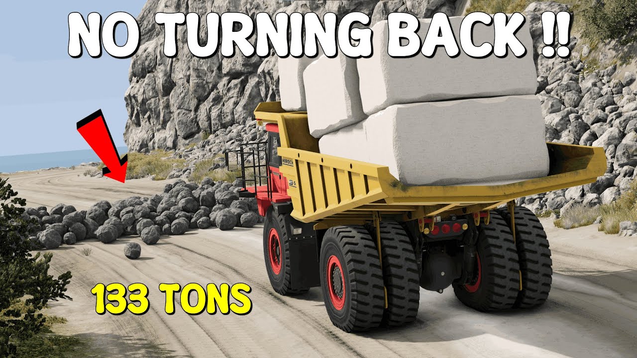 BROKE MY AXLE!! | Hirochi HT-55 OVERLOADED Marble Blocks Transport | BeamNG.Drive Cinematic