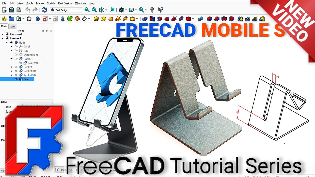Учебное пособие по FreeCAD: 3D-моделирование подставки для мобильного телефона. Пошаговое руковод...