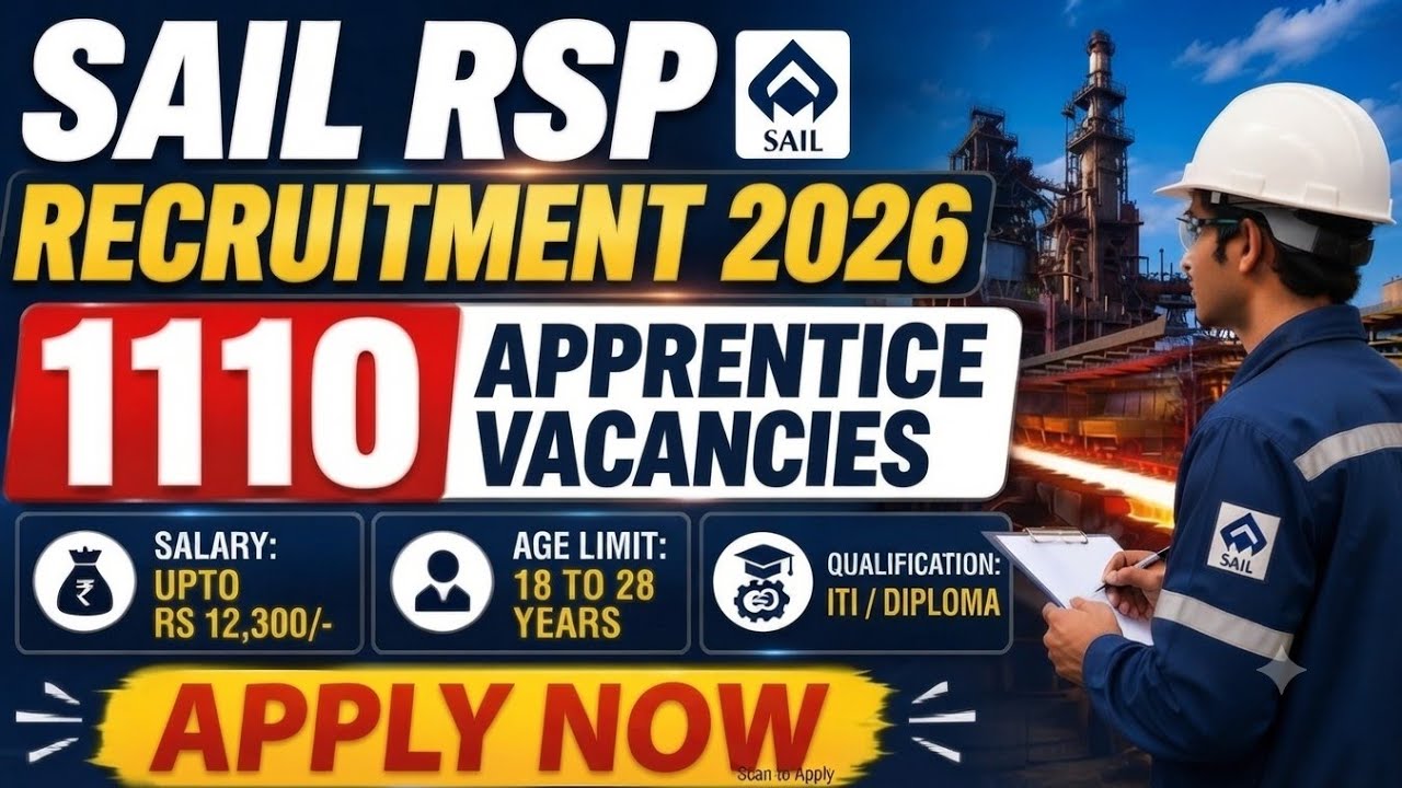 SAIL RSP Apprentice Recruitment 2026 | 1110 Vacancies | ITI/Diploma Apply Online Full Process