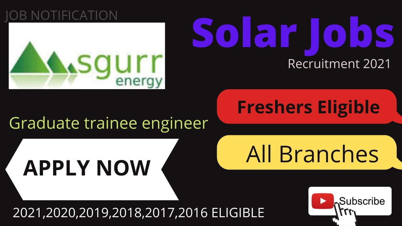 Solar Plant Jobs Vacancy 2021 | Fresher Jobs Recruitment 2021 | Job Vacancy 2021 | SolarJobs 2021