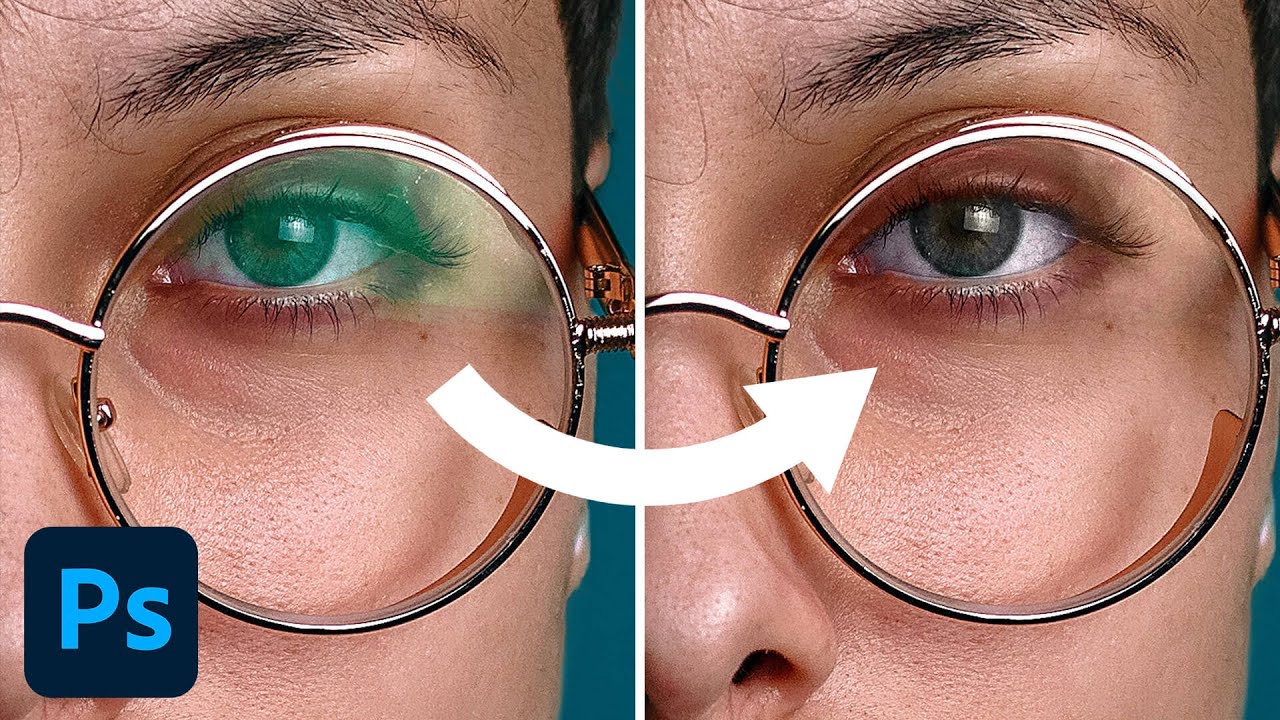 Как убрать блики на очках в Photoshop