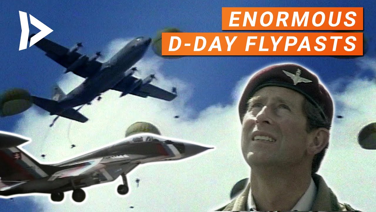 Huge D-Day 50th Anniversary Flypast & Parachute Drop (1994)