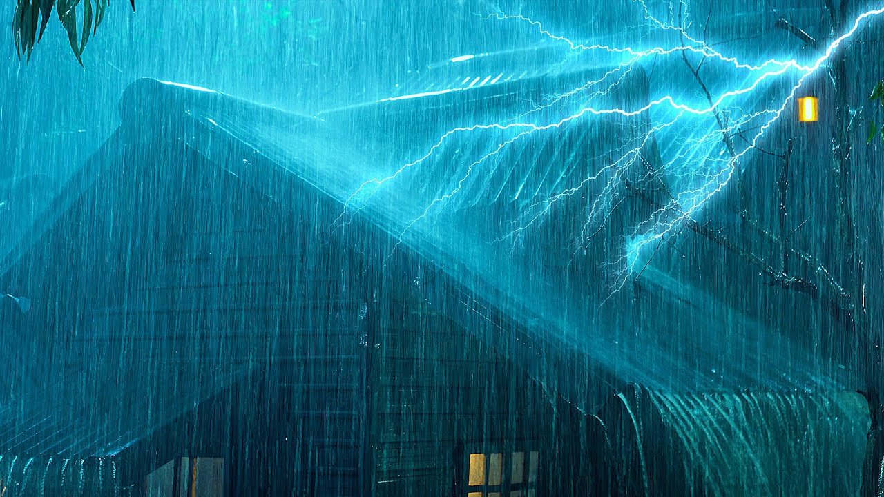 Cure Insomnia in 3 Minutes with Torrential Rain & Crashing Thunder on Rusty Metal Roof