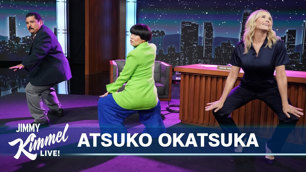 Ацуко Окацука учит Челси Хэндлера и Гильермо, как выполнять дроп-челлендж