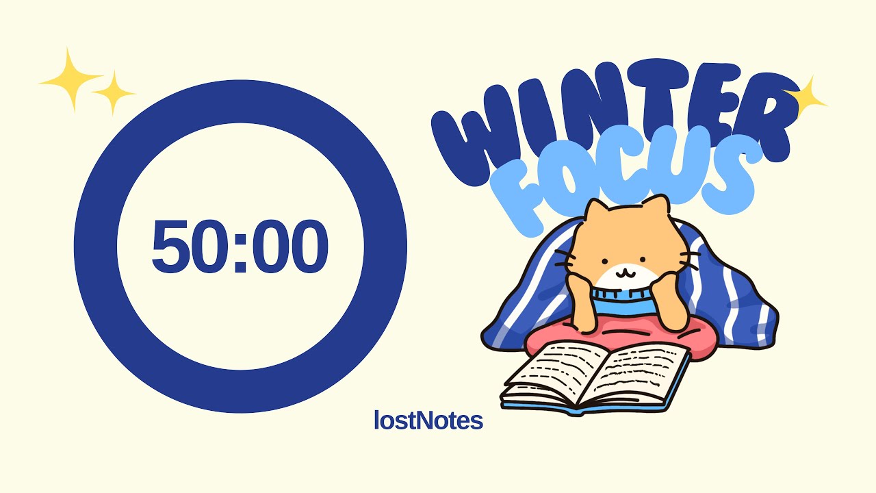 STUDY WITH ME 4x50 min Winter Focus Pomodoro timer ⋆⁺❅ | Cozy Winter [perfect for study & working]