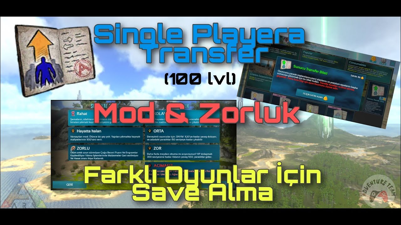 Single Playera Transfer (100lvl) | Mod&Zorluk | Farklı Oyunlar İçin Save Alma | Ark Mobile