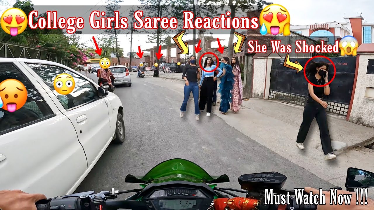 College Girls Saree Reactions & My Superbike Z1000 Loud Exhaust Inside College Campus & Farewell OMG