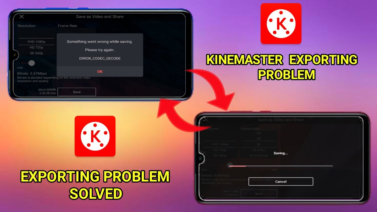 Kinemaster error codec decode | Kinemaster something went wrong while saving