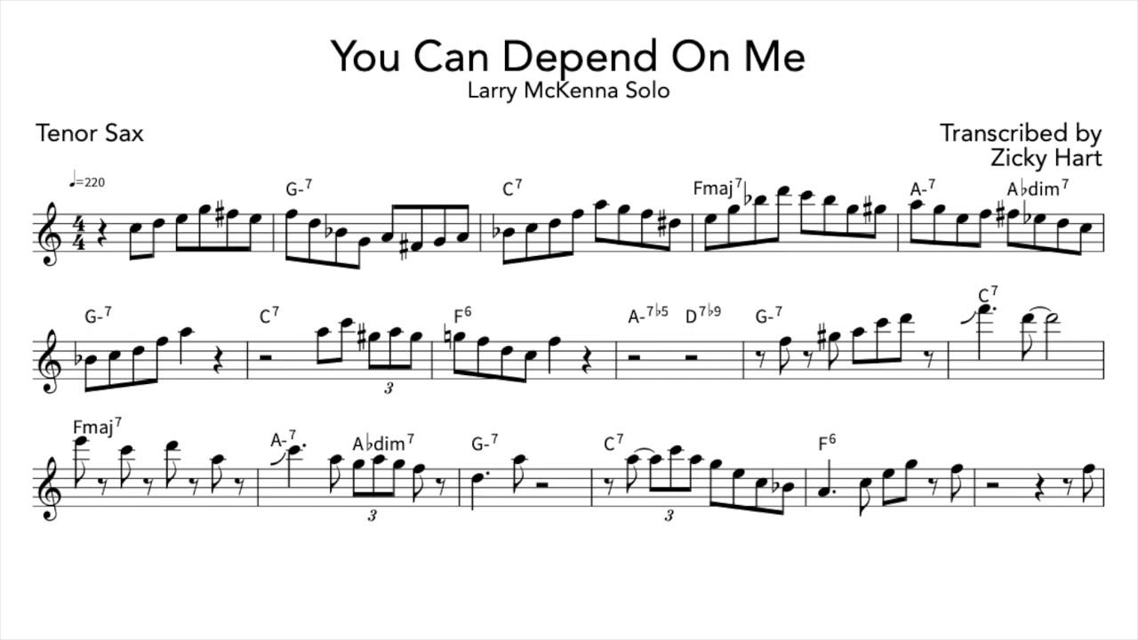 Larry McKenna Sax Solo Transcription - 