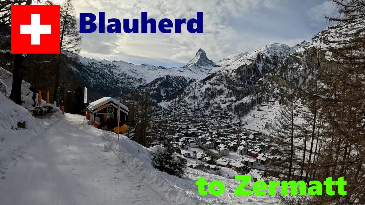Zermatt - Z Blauherd po dachy Zermatt ( trasy/piste 9, 2)  From Blauherd to the rooftops of Zermatt.