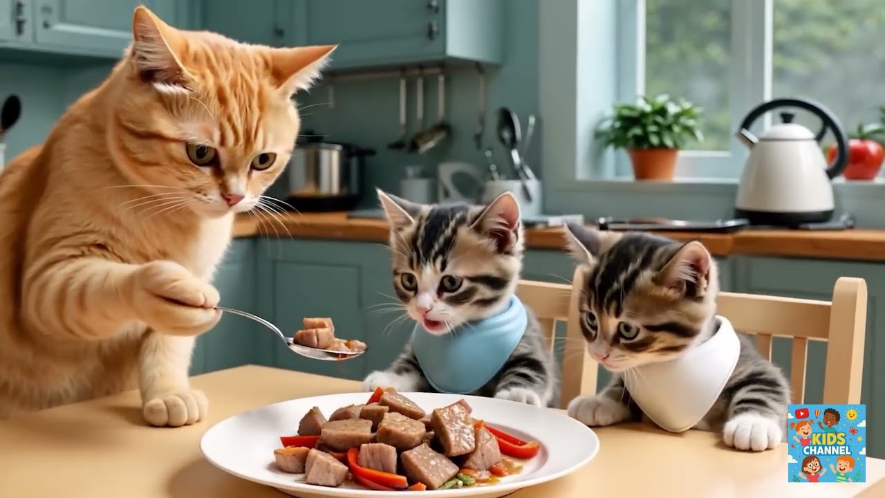 Anne Kedi, Havuzda Boğulan Yavru Kediyi Kurtarıyor T&uuml;ylerini Kurutuyor, Yemek Yapıyor ve Uyutuyor😿❤️