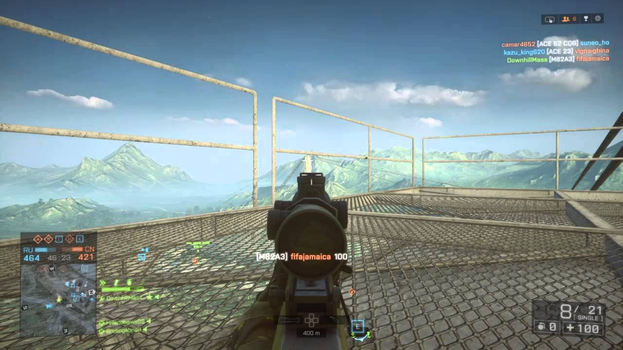 Battlefield 4: Sniper Shot 400m Across The Map Hits Guy Going Downstairs