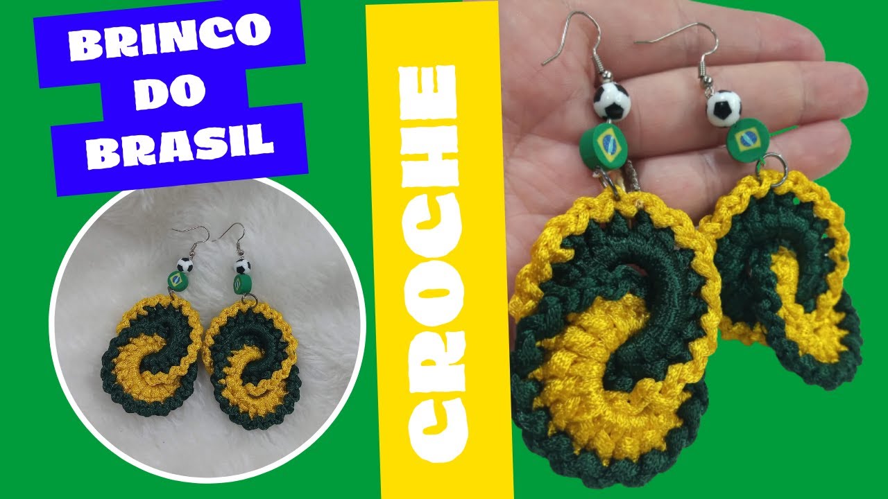 🇧🇷⚽BRINCO EM CROCHÊ INSPIRADO NAS CORES DO BRASIL ( ESPECIAL COPA DO MUNDO) 🇧🇷 TENDÊNCIA DO MOMENTO⚽