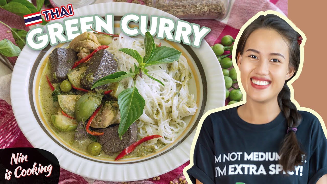 Thai Green Curry With Rice Noodles | The GREENEST & CREAMIEST Thai Curry ever!