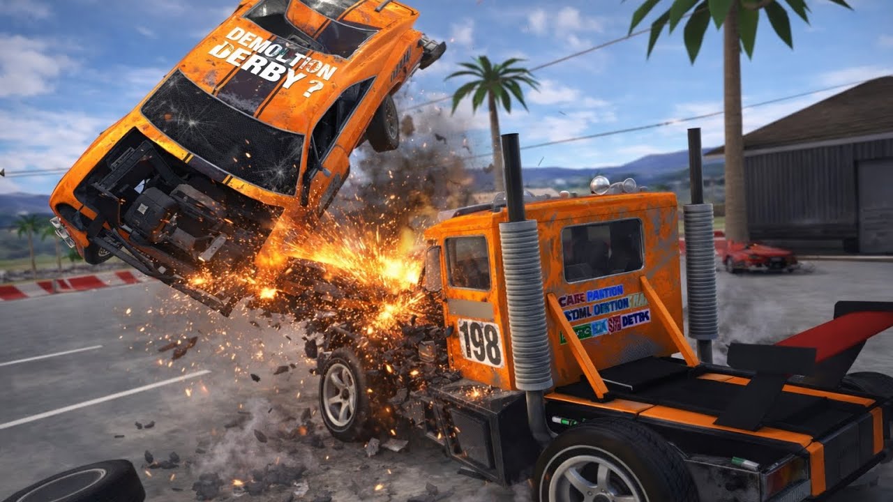 Demolition Derby 3 – Night Arena Side Impact & Heavy Car Damage