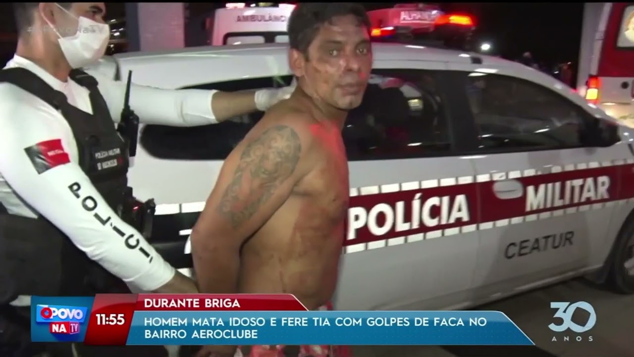 Homem mata idoso e fere tia com golpes de faca no Aeroclube + O Povo na TV
