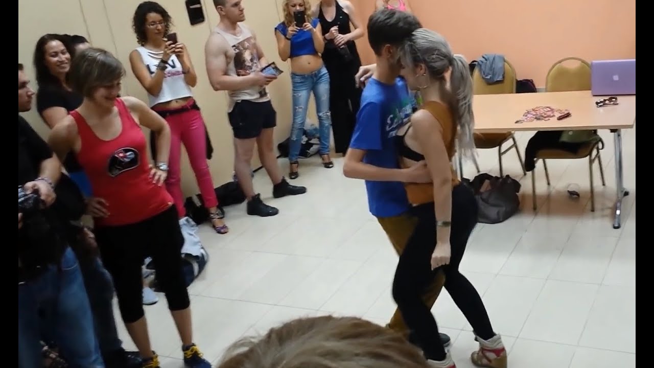 Kizomba - Sara Lopez with young boy 16 years old! social dance