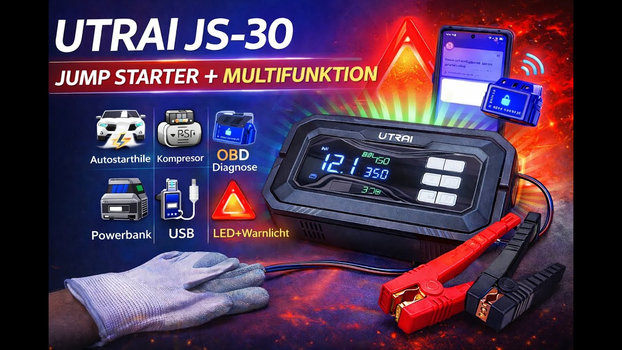 UTRAI All-in-One 7000A Auto-Starthilfe mit Luftkompressor, OBD-Diagnose und Powerbank