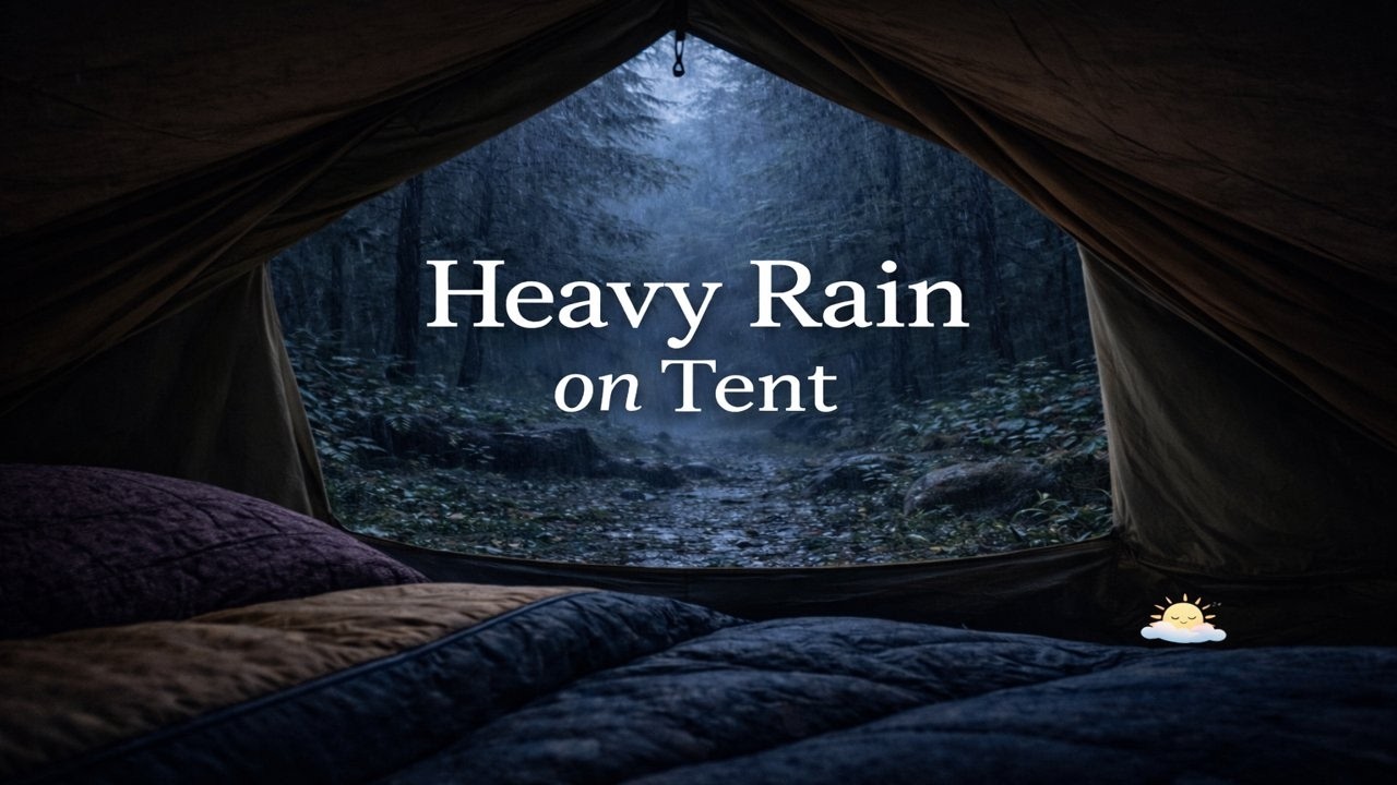 Heavy Rain on Tent with White Noise – 2 Hours Camping Ambience (Animated)