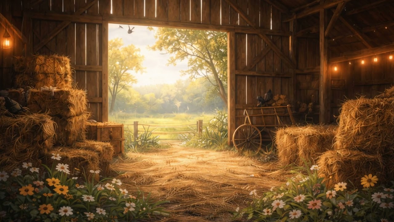 Interior Barn Wind & Hay Rustling | Cozy Rustic Ambience 3 Hours