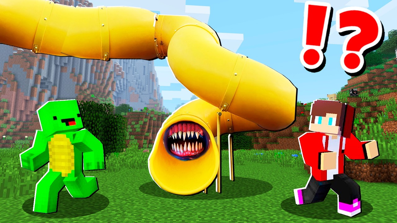 The SLIDE is a MONSTER ! Mikey and JJ Escape SLIDE EATER ! Maizen Minecraft