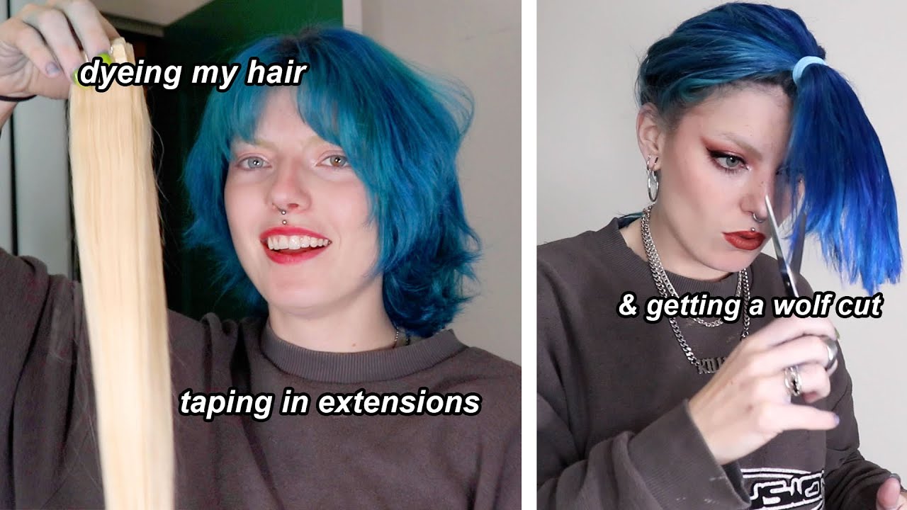 giving myself tape-in extensions and cutting a wolfcut