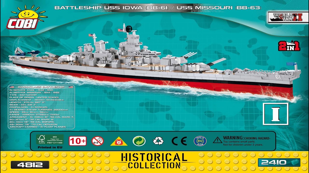 Cobi Instructions | Small Army / WW2 | 4812 | USS Iowa (BB-61) / Missouri (BB-63) (Book 1)