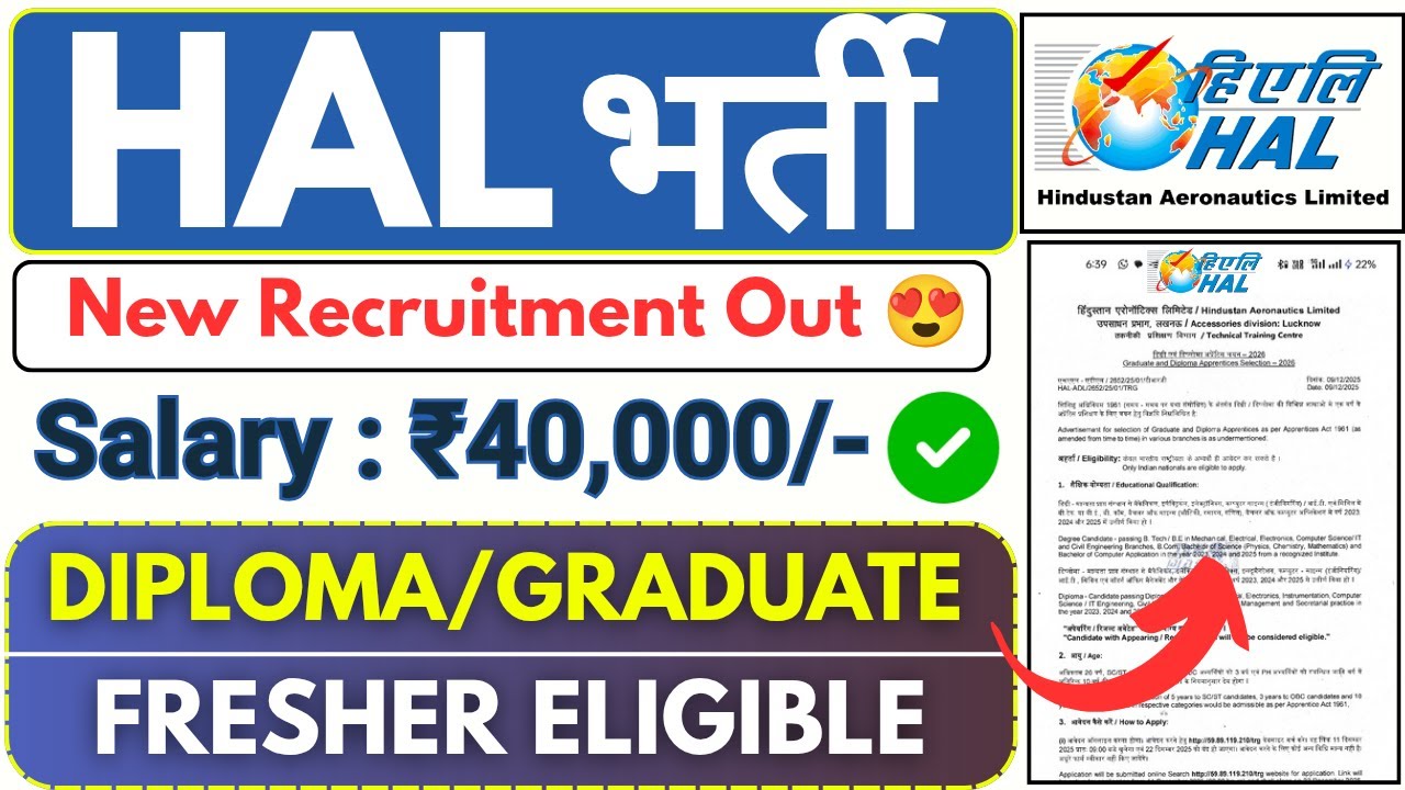 HAL Recruitment 2025 | Freshers | Diploma/Graduate | Job Vacancy 2025 | Latest Jobs | Mnc Jobs