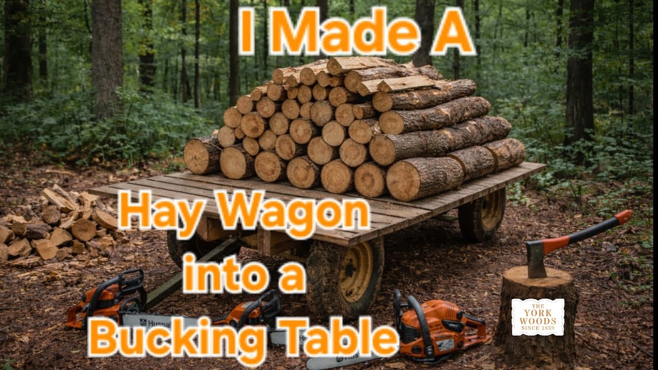 Turning a Hay Wagon into the Ultimate Mobile Firewood Bucking Table! 🔥🪵 DIY Logging