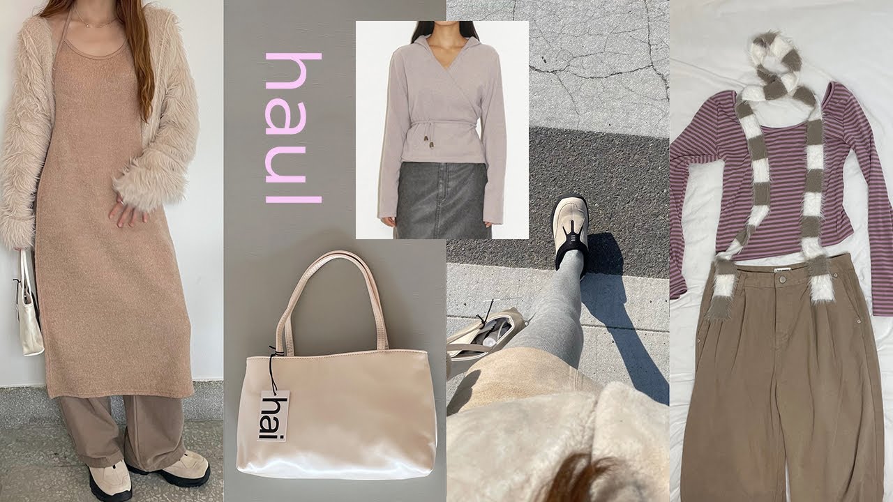 봄 준비 완🍀23가지 옷&아이템 하울🎀(예쁜거짱많음)색감예쁜 블라우스.줄무늬티.랩원피스.후드.반팔니트.기본팬츠.홈호브하이 가방.폴리수엠.혼스비.봄하울.haul