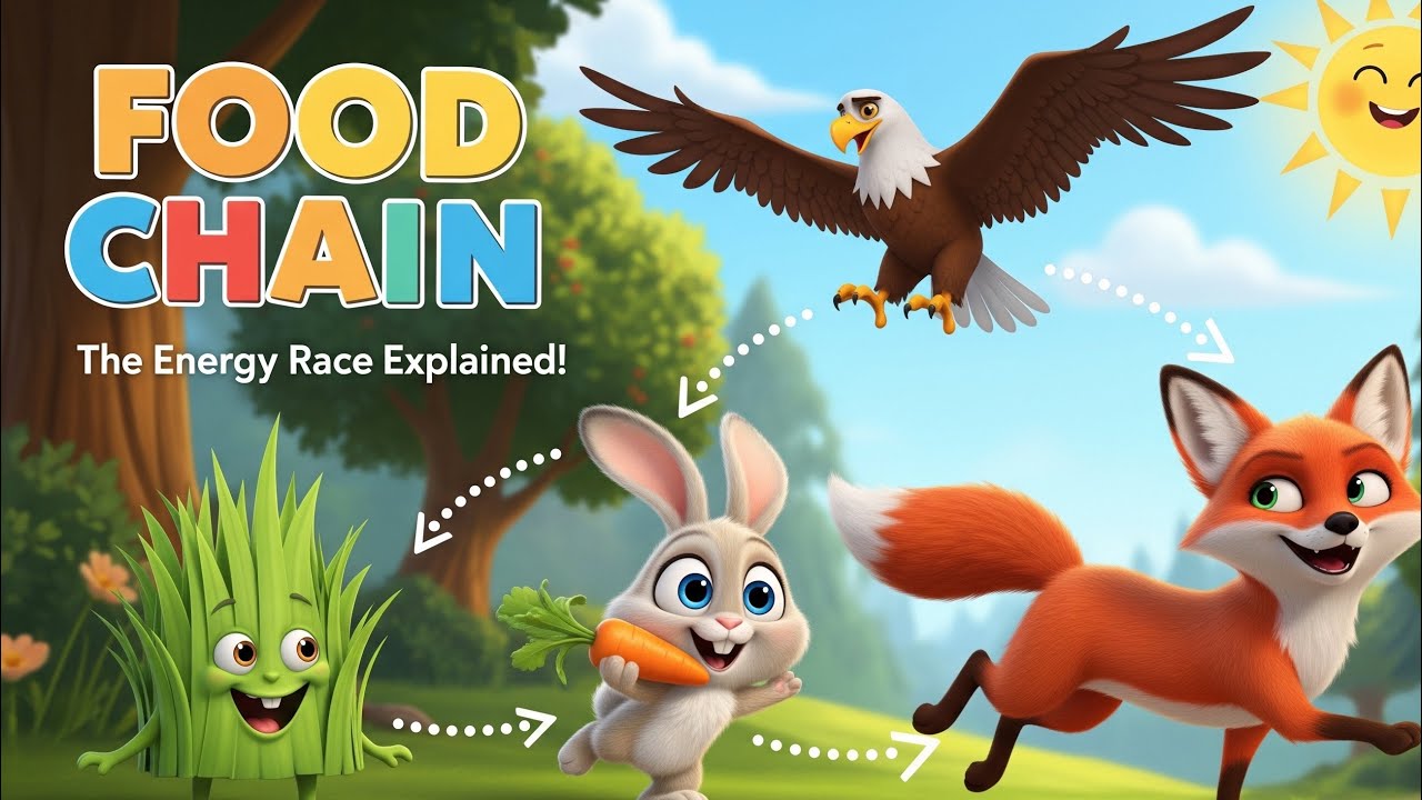 What is a Food Chain? ☀️🌿🐛🐸🦅 Producers, Consumers & Decomposers | Energy Race Explained!