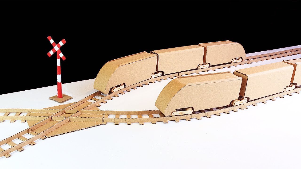 How to Make a High-Speed Train and Crossing of Rails tracks | Fastes Trains | Cardboard Train Model