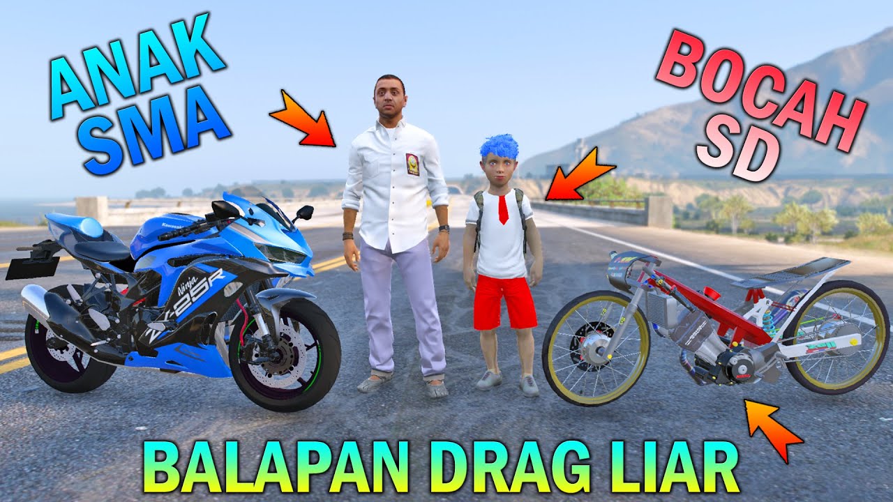 BALAPAN DRAG LIAR..!! BOCIL SI BOCAH SD LAWAN ANAK SMA - GTA 5 BOCIL SULTAN