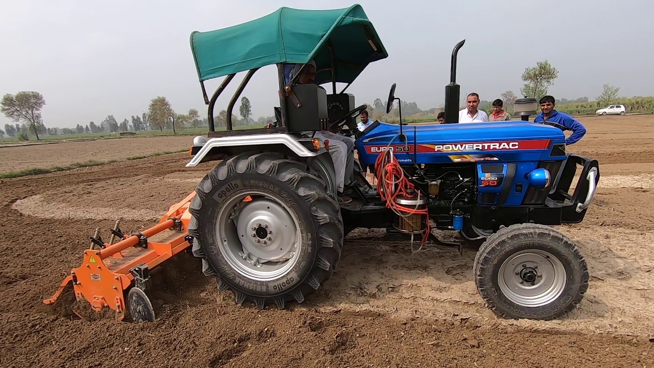 कैसा रोटावेटर है ट्रैक्टर पर दबाव ही नही पडता Powertrac Euro 50 tractor testing with rotavator