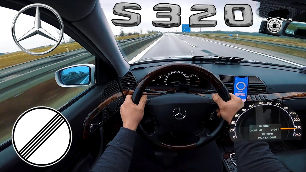 2002 MERCEDES-BENZ S320 W220 | POV Acceleration and Top Speed on German Autobahn | 100-200 km/h