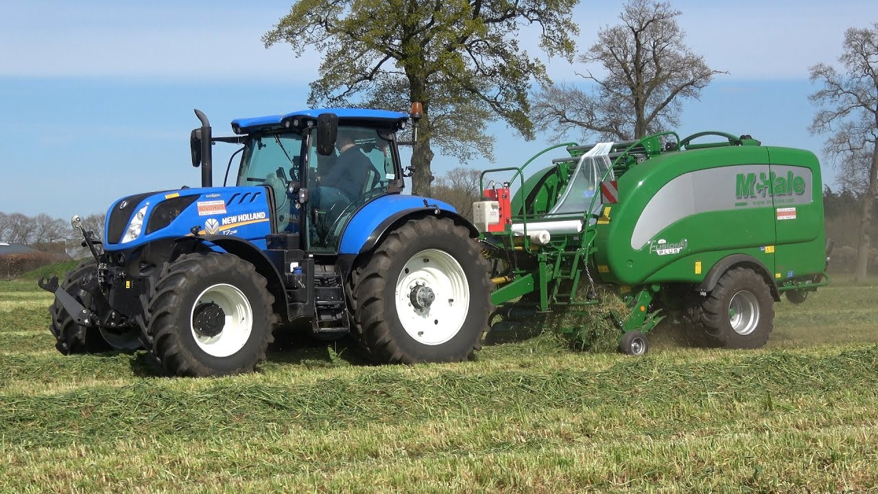 Snelle lente rogge in ronde balen persen met McHale Fusion 3 Plus en New Holland T7.245 (2021)