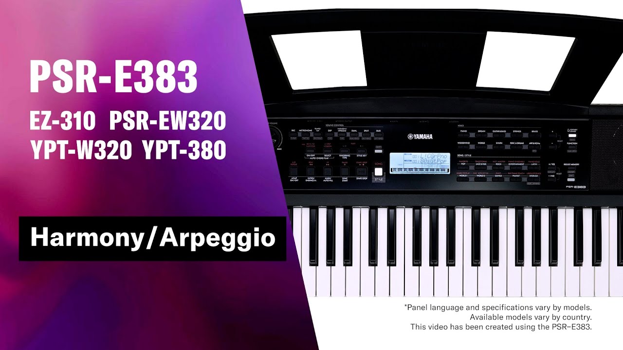 Yamaha Portable Keyboard PSR-E383 / YPT-380 Tutorial Video 8 - Harmony/Arpeggio