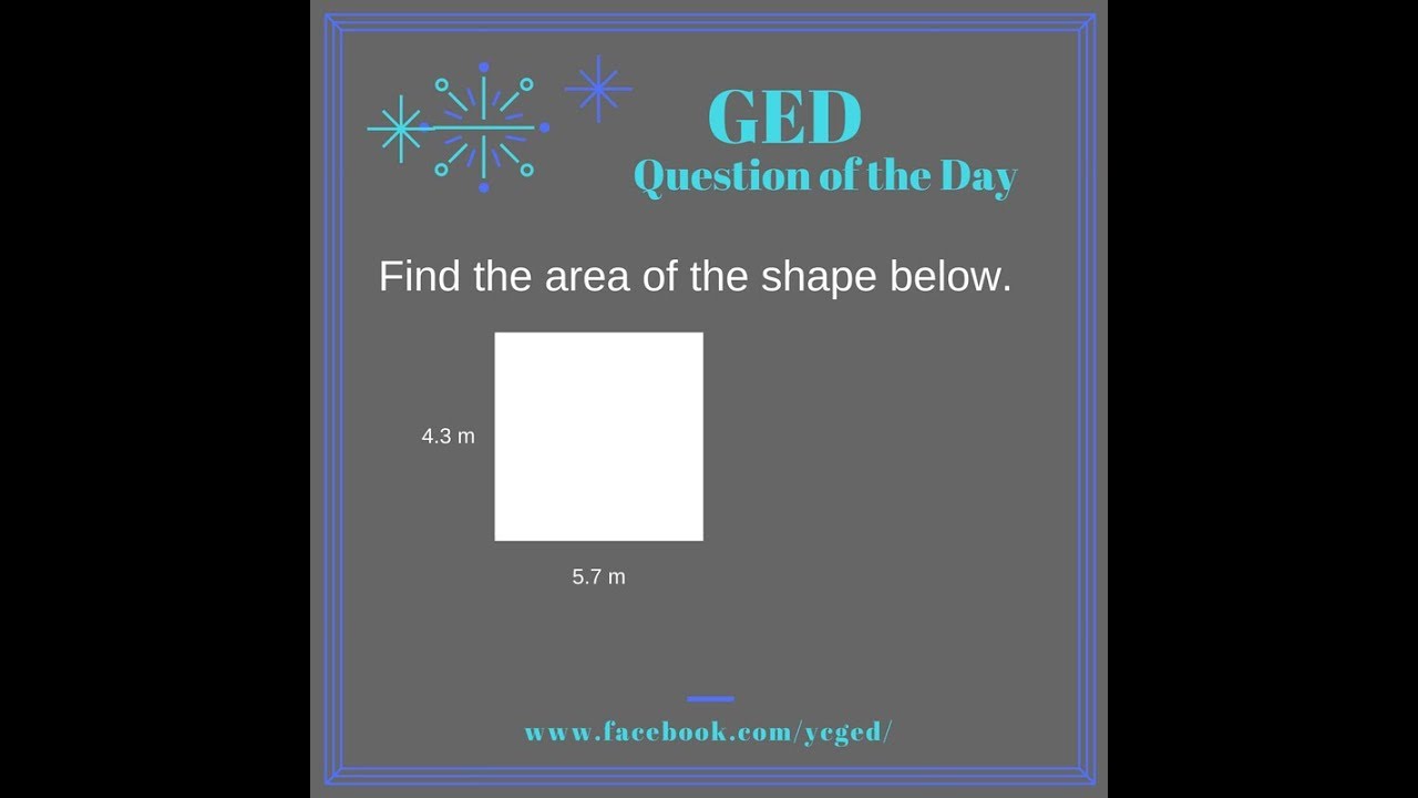 GED® Math: Area of a Rectangle with Formula (1.4, Bgn, # 22)