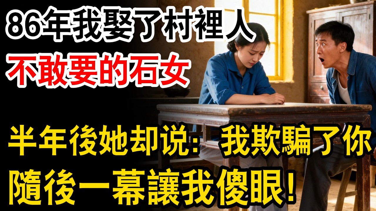 86年我娶了村裡人不敢要的石女，半年後她突然流淚：我欺騙了你，隨後一幕讓傻眼！#為人處世 #日常 #人生感悟