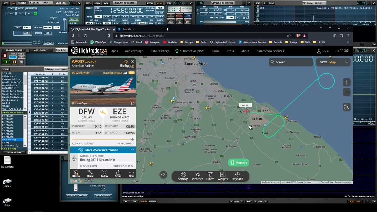 Escucha Banda Aerea. Baires Control Con Tormenta. Sdrplay RSPdx. SdrUno.