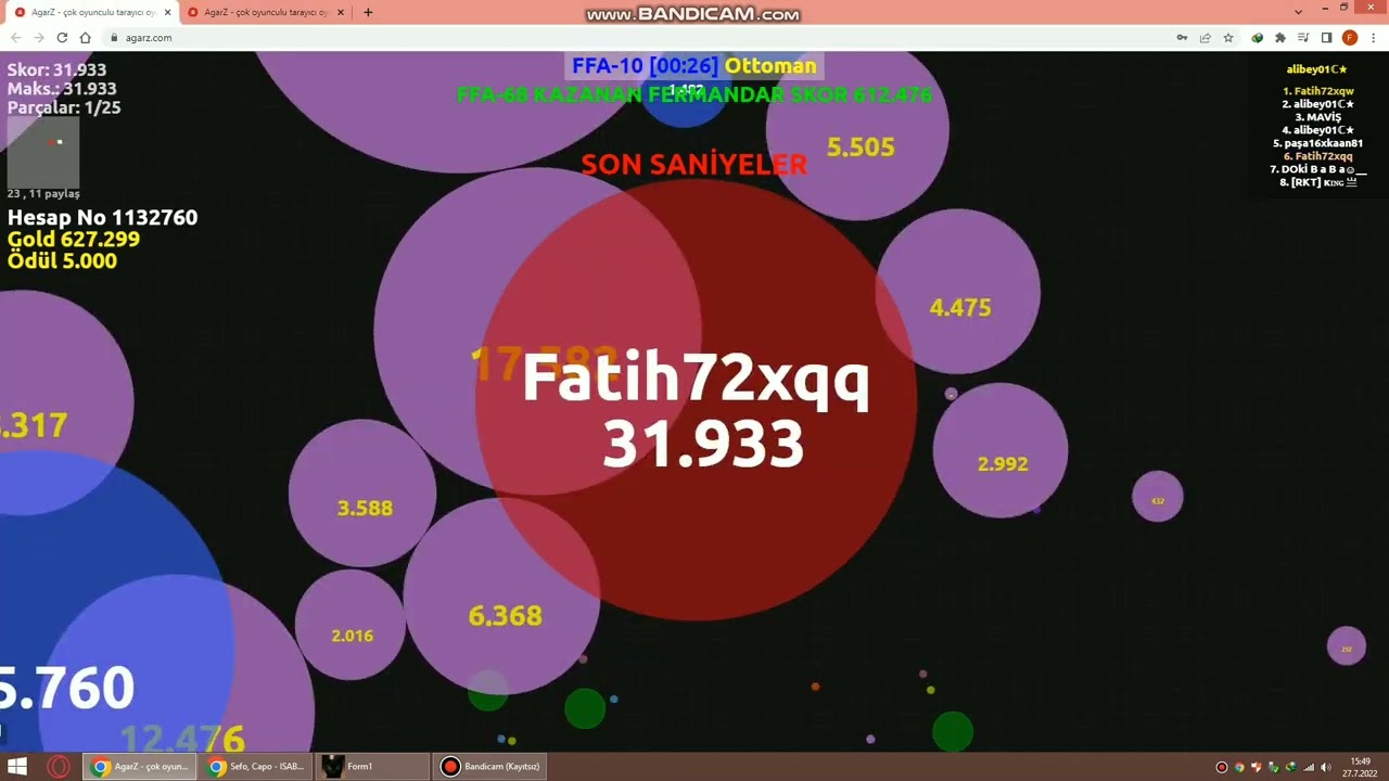 GOLD BASMALI GALİBİYET + VS-CFFA+ÖDÜLLÜ TURNUVA KATILMA #agarz FATİH72