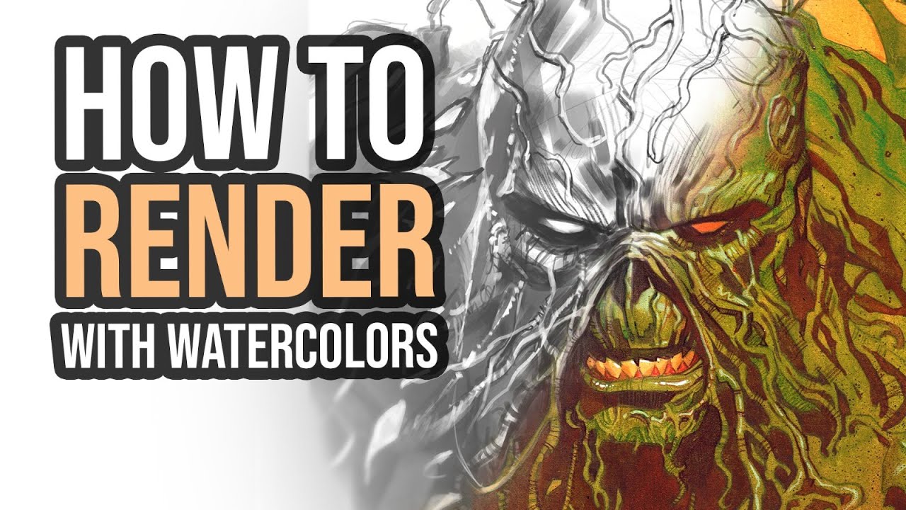 How to render with watercolors | Swamp thing Comission Full Speedpaint