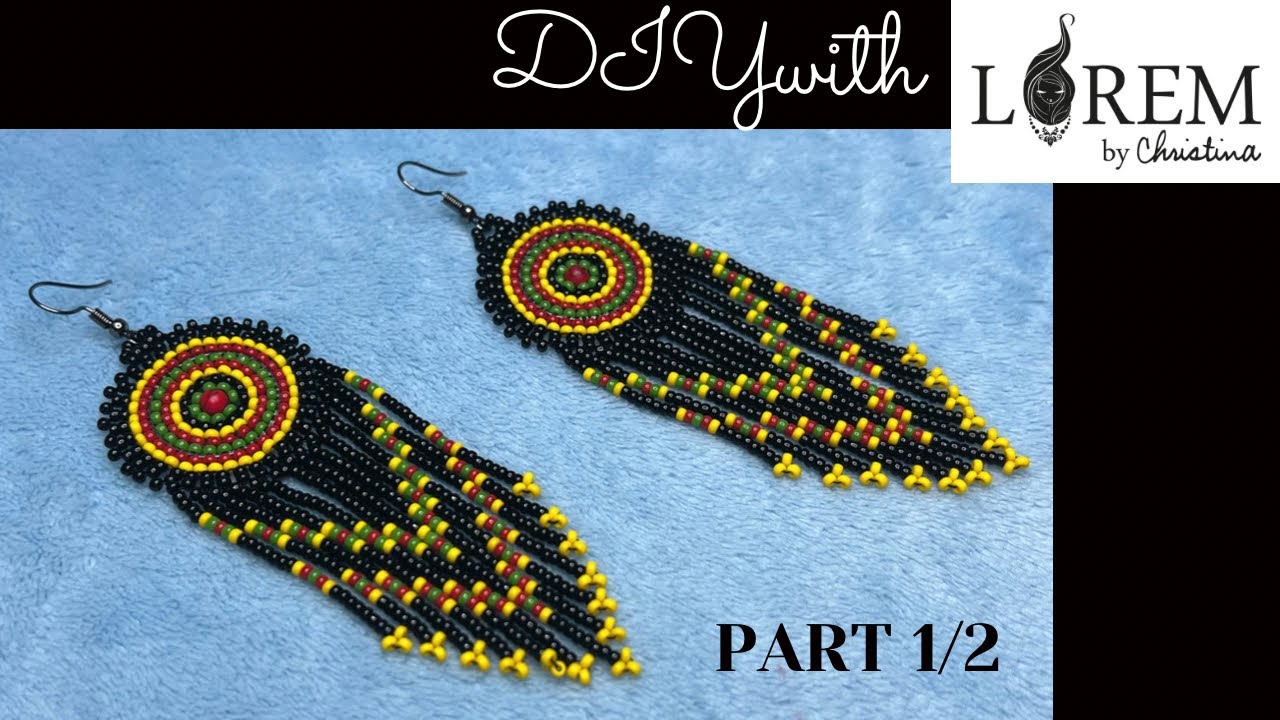 DIY Beaded Earrings | How To Make Round Beaded Earrings With Fringe | Jamaica Inspired Earrings 1/2