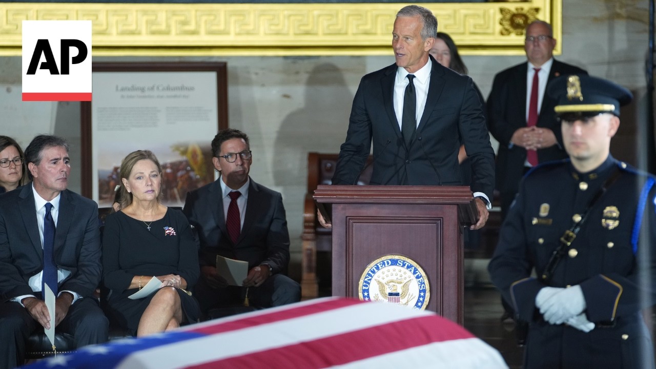 John Thune gets emotional at Lindsey Graham's tribute at US Capitol
