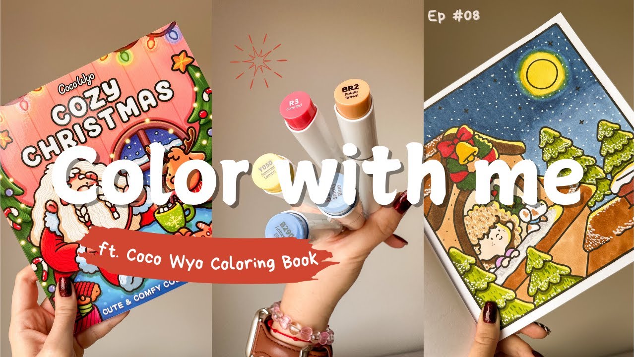 color with me (asmr) | cozy christmas | Coco Wyo coloring book | ohuhu markers