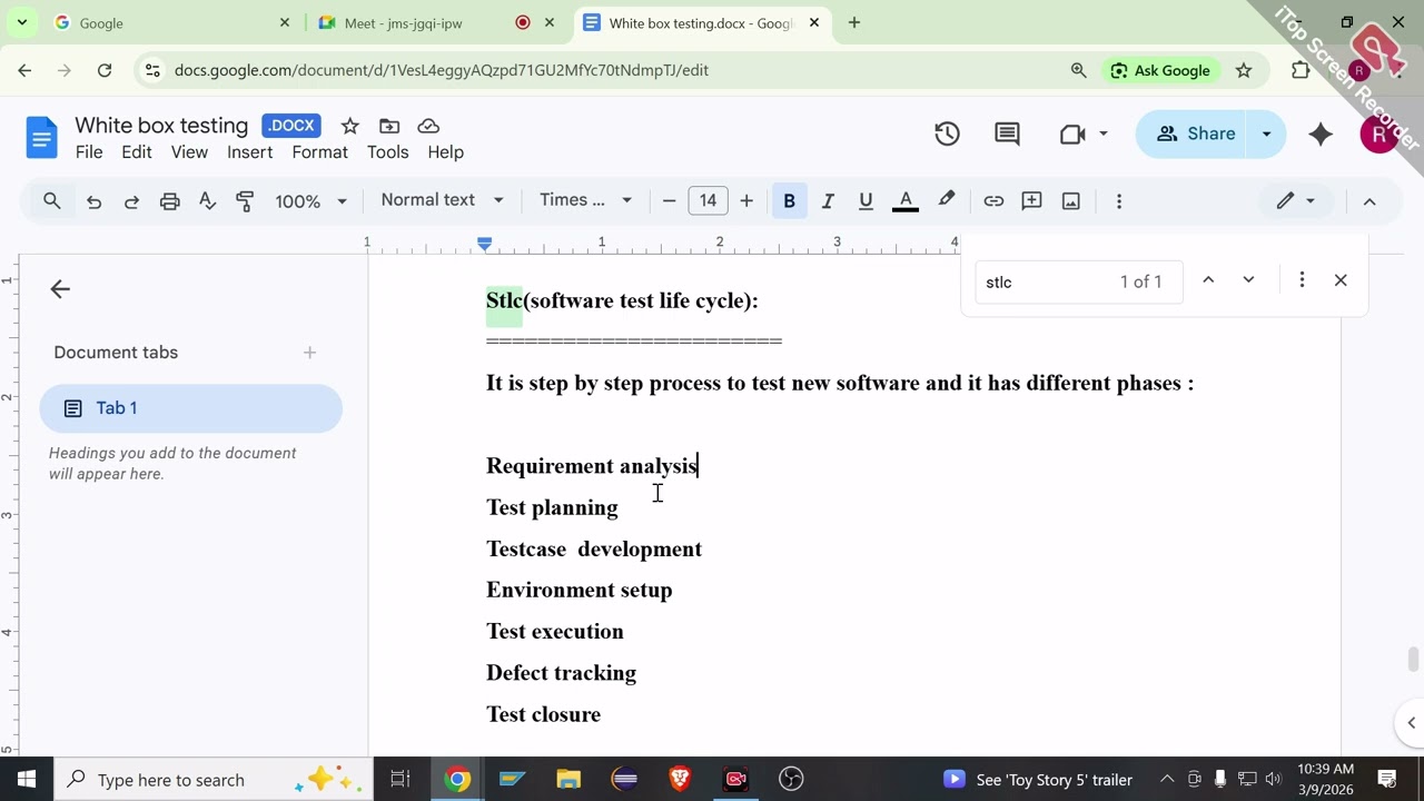 Stlc and testplan