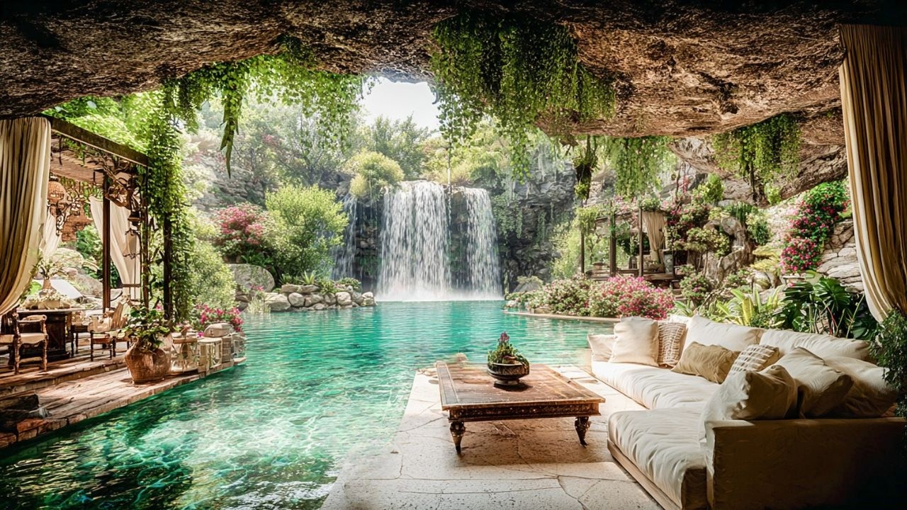 Hidden Spring Oasis Waterfall Retreat 🍃💧 Birdsong + Nature White Noise for Study