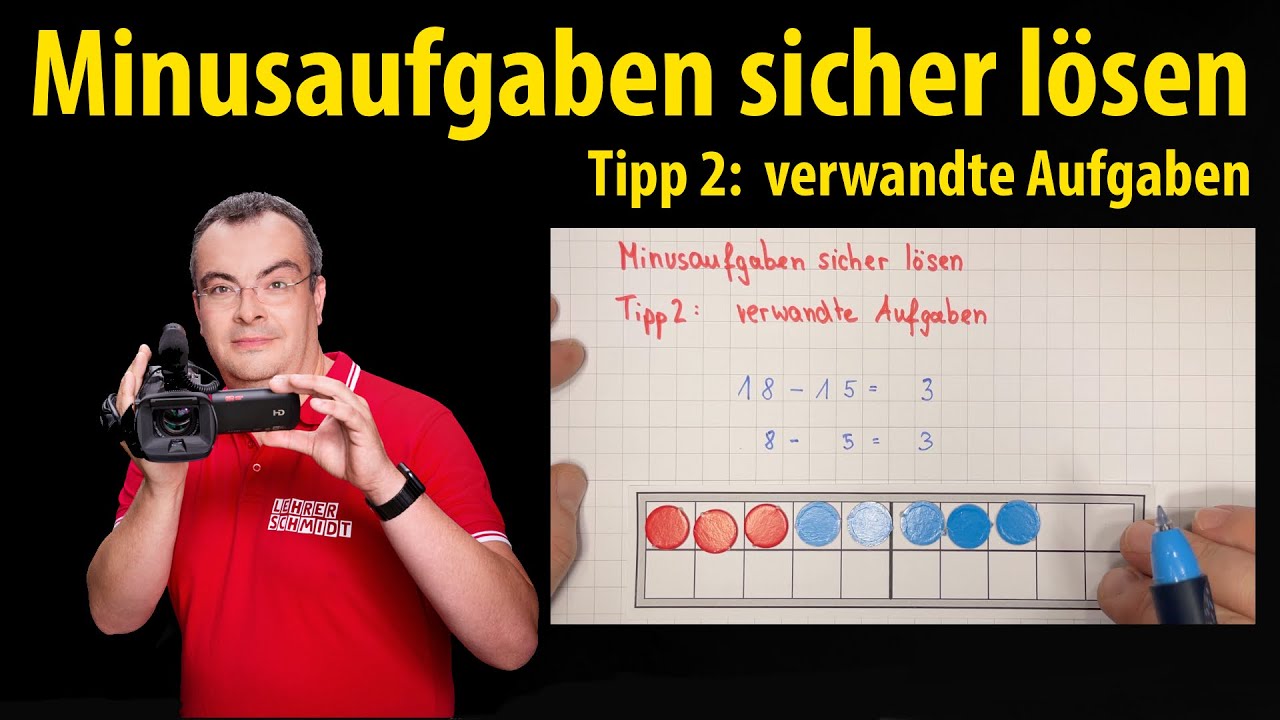Minusaufgaben sicher lösen - Tipp 2: verwandte Aufgaben  | Lehrerschmidt - Grundschule