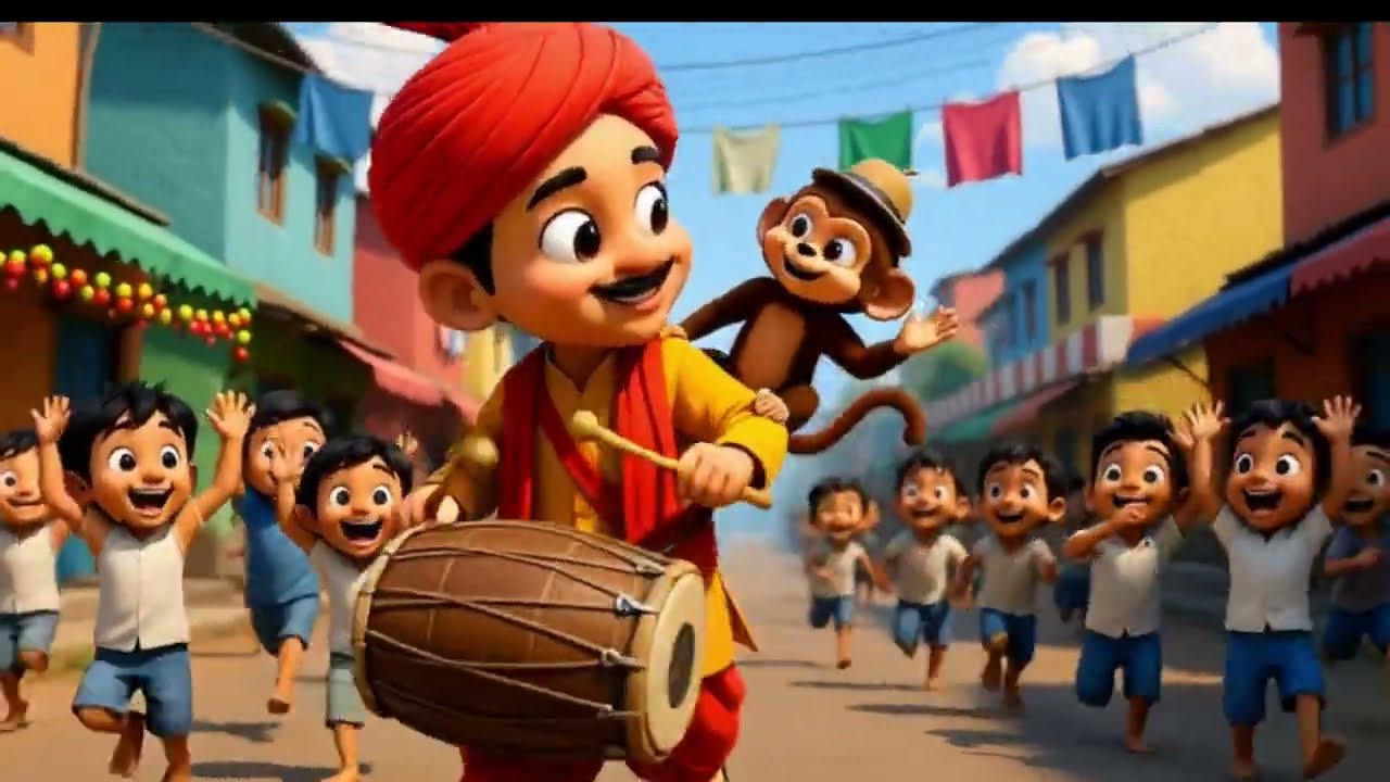 Kalu madari aaya deko bacho apne saath bandar be laya , Hind rhyme video #hindirhymesforkids  