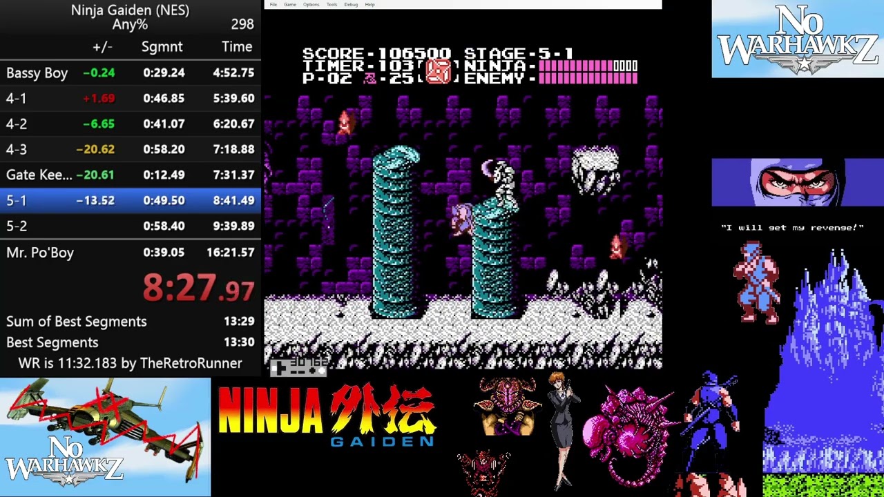Ninja Gaiden (NES) Speedrun PB- 15:08